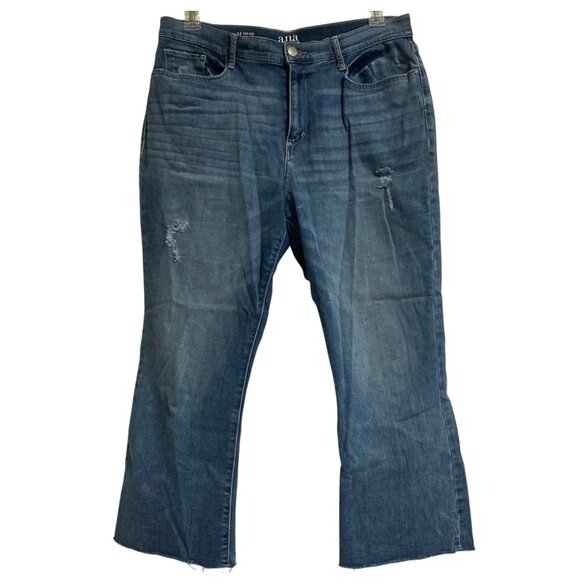 Women's A.N.A Distressed High-Rise Kick Crop Jeans Size 14 - Picture 1 of 3